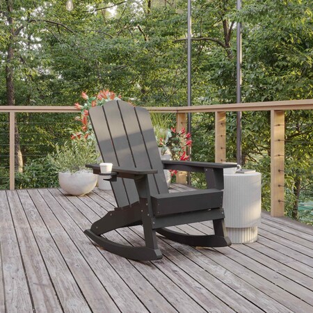 Flash Furniture Gray Adirondack Rocking Chair with Cupholder LE-HMP-1044-31-GY-GG